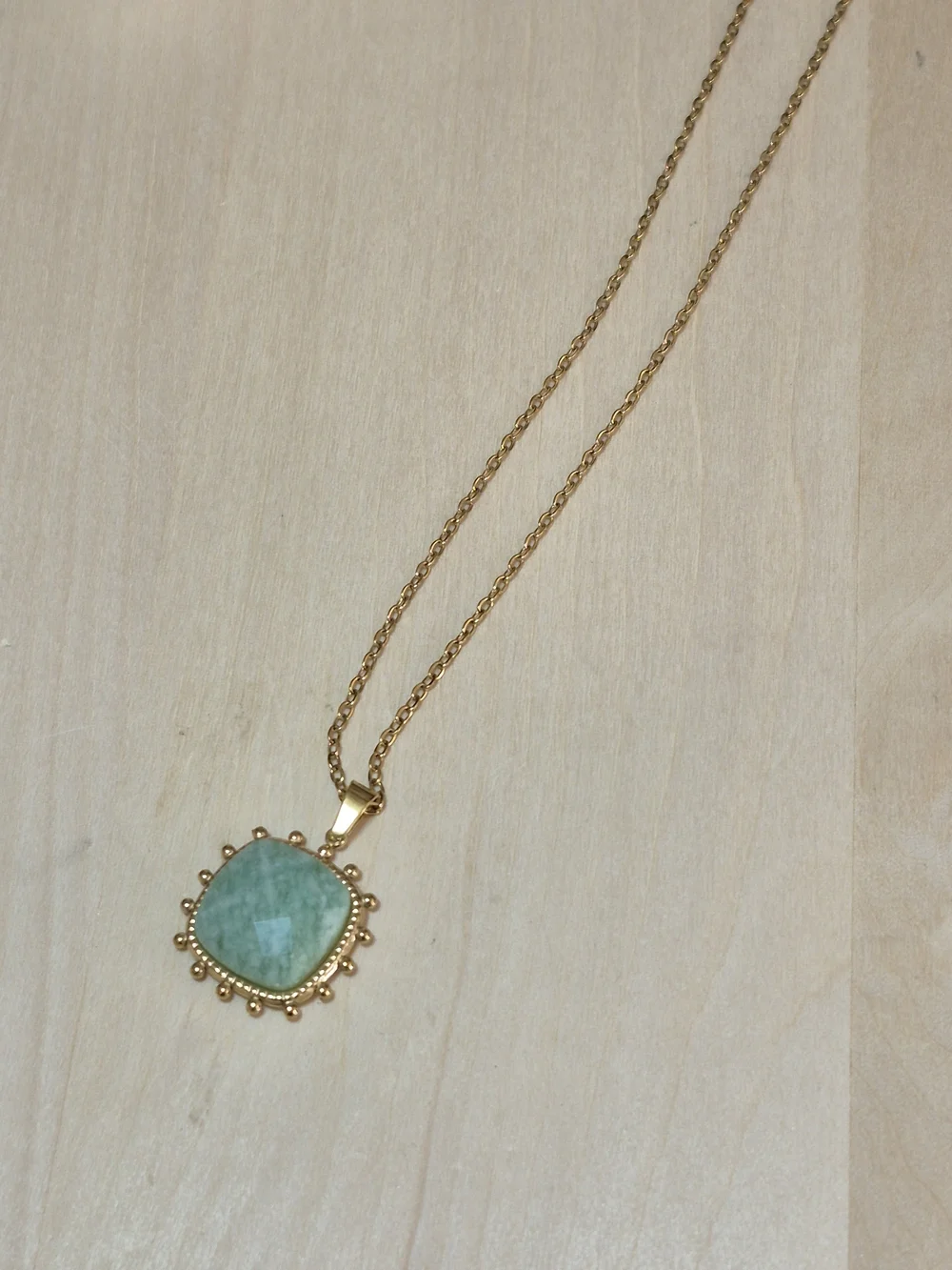 🩵🩵NEW🩵🩵 PRETTY!! Natural Stone Faceted AMAZONITE Square Pendant Necklace